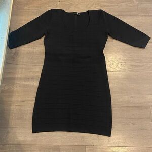 Mango Black Scoop Neck Mini Dress